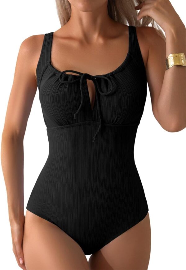 Womens Solid-Color Slimming Figure-Flattering Swimsuit - Image 6