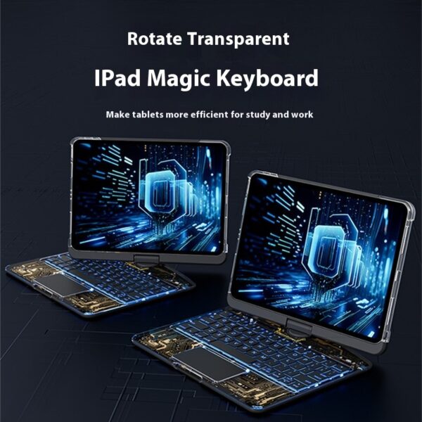 360 Swivel Keyboard Clear Case For IPad Smart Trackpad Bluetooth-compatible Keyboard Case Cover With Pen Slot - Image 7
