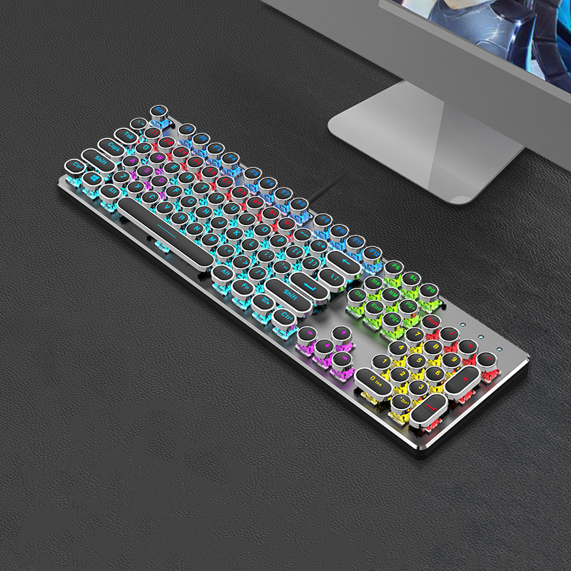 Steampunk Mechanical Keyboard And Mouse Set Retro 87-key Wired Laptop Desktop Office - Image 5