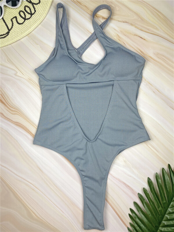 Knitted Ladies Dress Sexy One-Shoulder Swimsuit - Image 4