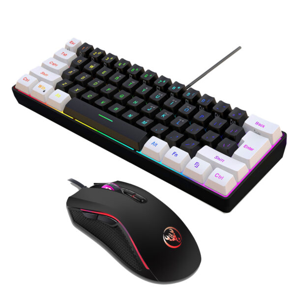 Keyboard And Mouse Suit Color Backlight White And Black Mixed Color - Image 2