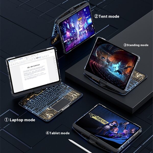 360 Swivel Keyboard Clear Case For IPad Smart Trackpad Bluetooth-compatible Keyboard Case Cover With Pen Slot - Image 4