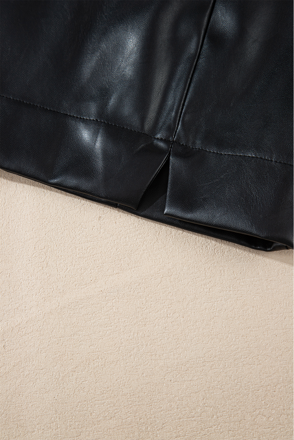 Black PU Leather Side Slits Slim Fit High Waist Mini Skirt - Image 7