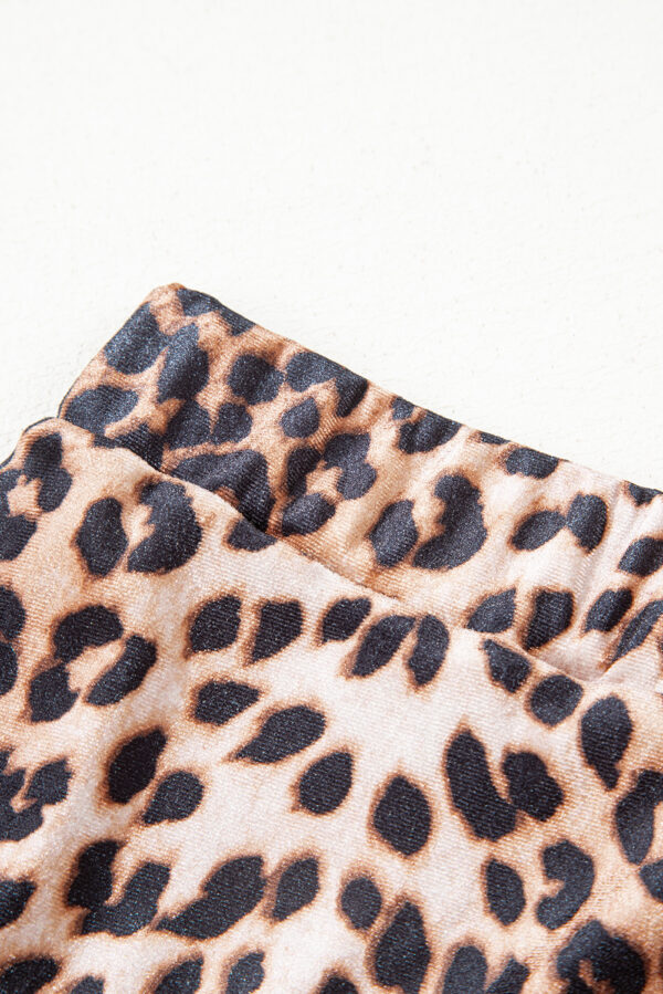 Brown Leopard Tiered Patchwork Hot Mini Skirt - Image 6