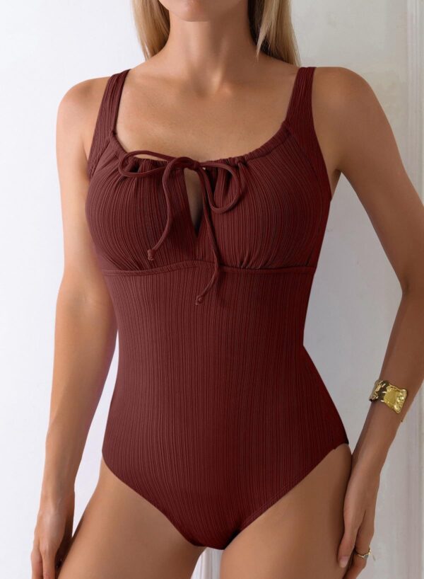 Womens Solid-Color Slimming Figure-Flattering Swimsuit - Image 5