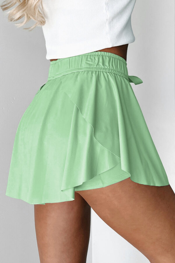 Bonbon Drawstring Elastic Waistband Lined Tennis Skorts - Image 18