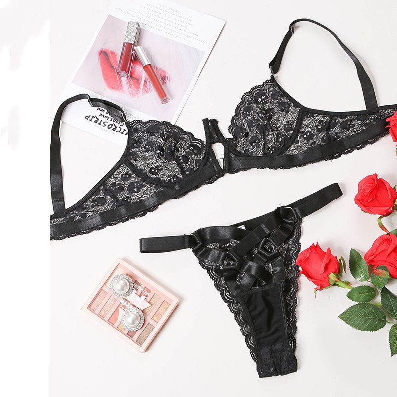 Christmas Lace Stitching Hollow Erotic Lingerie Set - Image 4
