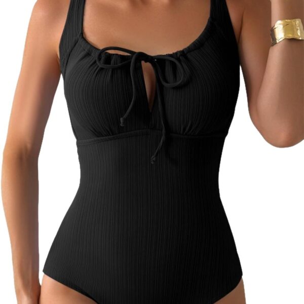 Womens Solid-Color Slimming Figure-Flattering Swimsuit - Image 2