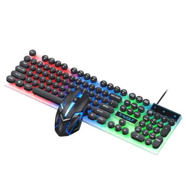 Retro Wired Glowing Mechanical-feel Keyboard And Mouse Gaming Set - Image 5