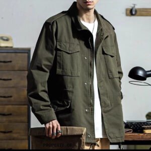 Men'S Multi-Pocket Retro Overcoat