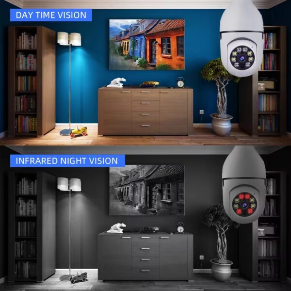 Smart Home Security PTZ Camera Wireless Lights 360 Degree Night Vision Surveillance Remote View CCTV Security WIFI Light Bulb Camera - Image 3
