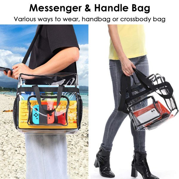Clear Tote Bag -4-Pocket 0.4 Mm PVC Crossbody,Handbag, Adjustable Strap, Holds 11 Lbs, Waterproof & Cold-Crack Resistant, Perfect For Concerts, Sports, School, Work - Image 2