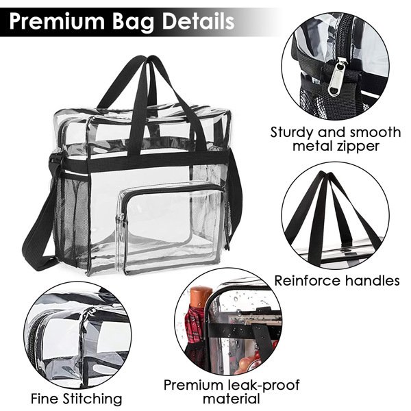 Clear Tote Bag -4-Pocket 0.4 Mm PVC Crossbody,Handbag, Adjustable Strap, Holds 11 Lbs, Waterproof & Cold-Crack Resistant, Perfect For Concerts, Sports, School, Work - Image 5