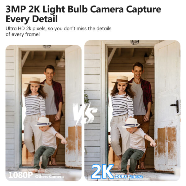 AI Detection 360 Degree HD 3MP CCTV Video Light Bulb E27 IP Wireless Mini Security Hidden Wifi Camera - Image 2