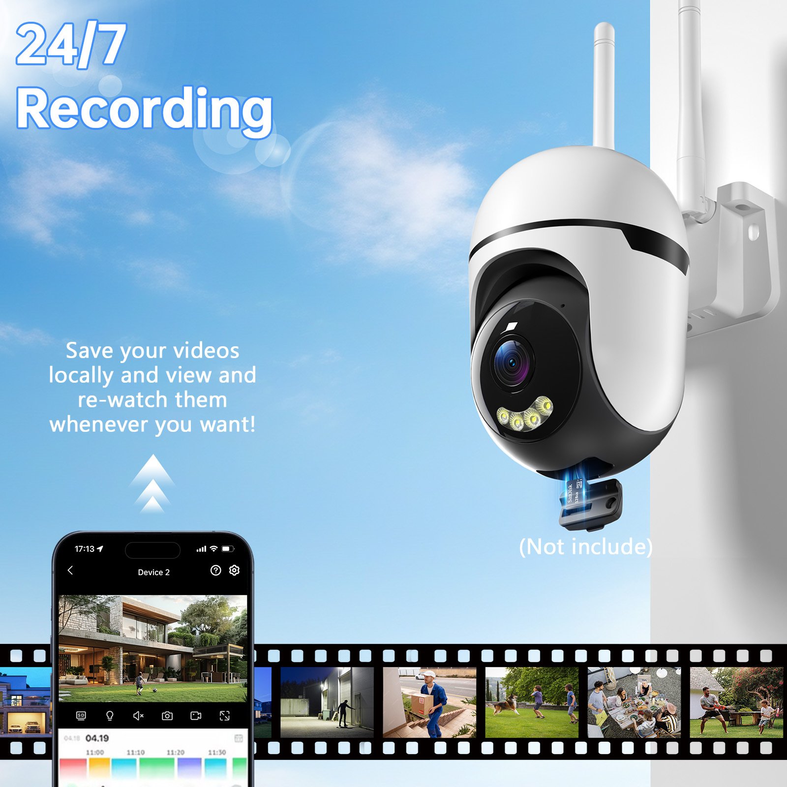 3MP PTZ Wireless Indoor Outdoor Mini Camera CCTV Network Security System Wifi Camera - Image 2