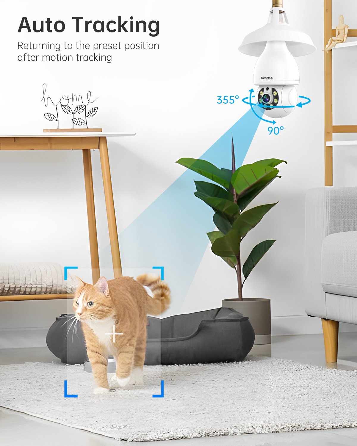 1080p Ptz E27 Socket Bulb Camera 360 Degree Cmos Sensor Network Camera Cctv Security Light Bulb Camera - Image 3