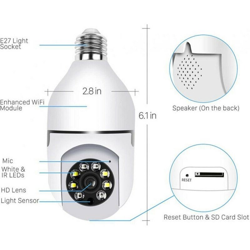 IR E27 Light Bulb Camera 1080P HD Wireless Wifi Smart Home Security Camera - Image 7