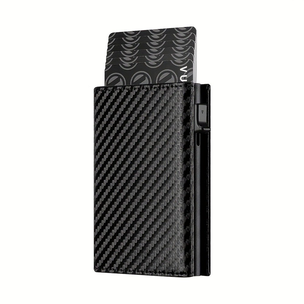 Men's Carbon Fiber Magnetic Card Clip PU Leather RFID Bank Card Bag Large Capacity Card Clip - Image 6