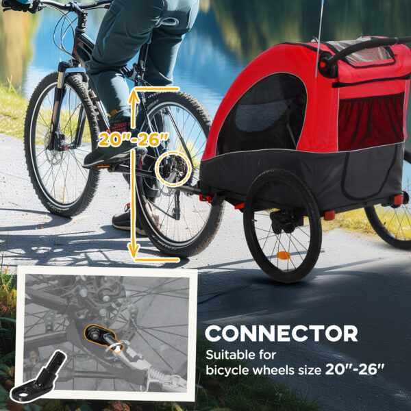 Bike Trailer for Kids 3 In1 Foldable Child Jogger Stroller Baby Stroller Transport Carrier with Shock Absorber System Rubber Tires Adjustable Handlebar Kid Bicycle Trailer Red and Grey - Image 6