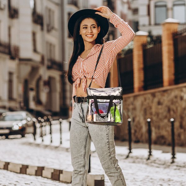 Clear Tote Bag -4-Pocket 0.4 Mm PVC Crossbody,Handbag, Adjustable Strap, Holds 11 Lbs, Waterproof & Cold-Crack Resistant, Perfect For Concerts, Sports, School, Work - Image 7