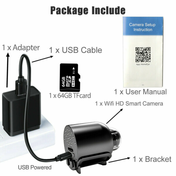 FREE 64G HD Hidden Spy Nanny Camera Wireless Wifi Home Security Night Vision HD 1080P - Image 3