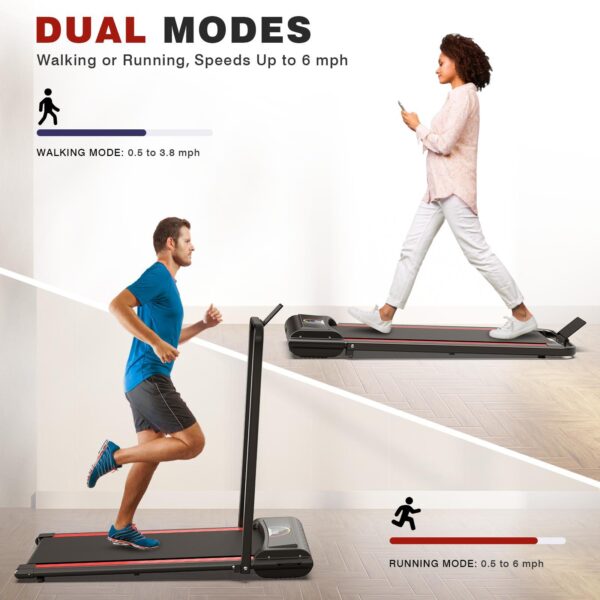 Portable Home Office Treadmill With Armrests, 265 Lbs Load Capacity, Powerful Silent Motor, 12 Programs, Remote Control - Image 10