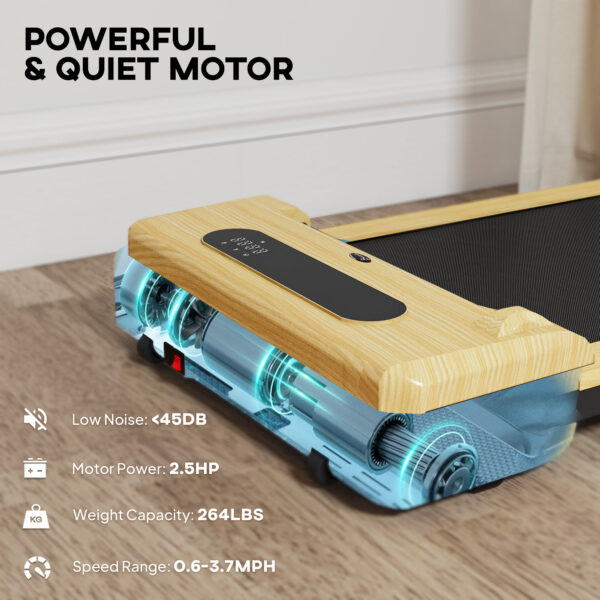 2.5HP Walking Pad, Under Desk Treadmill with Remote Control, Transport Wheels and LED Display for Home Gym Office - Image 2