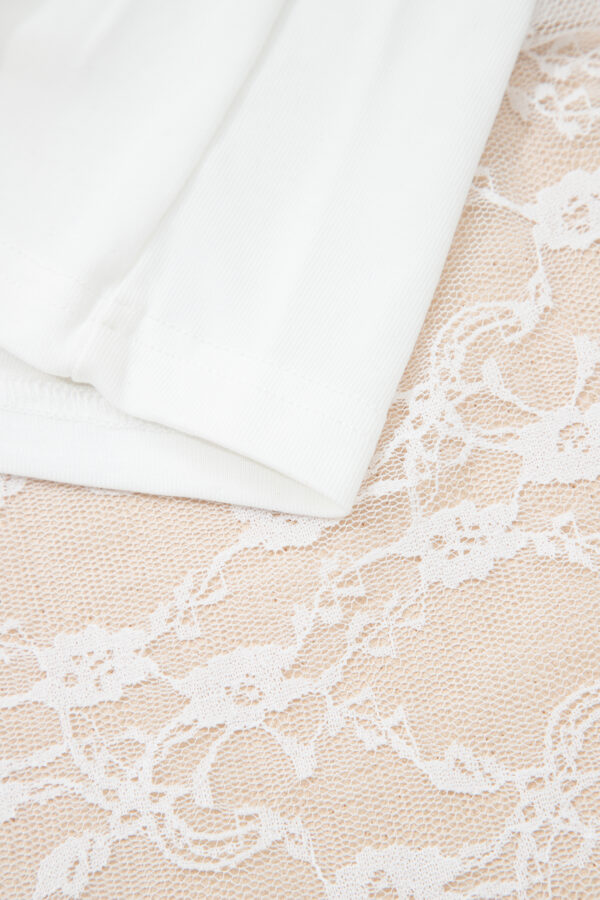 White Sheer Lace Frilly Ruffles High Low Long Skirt - Image 11