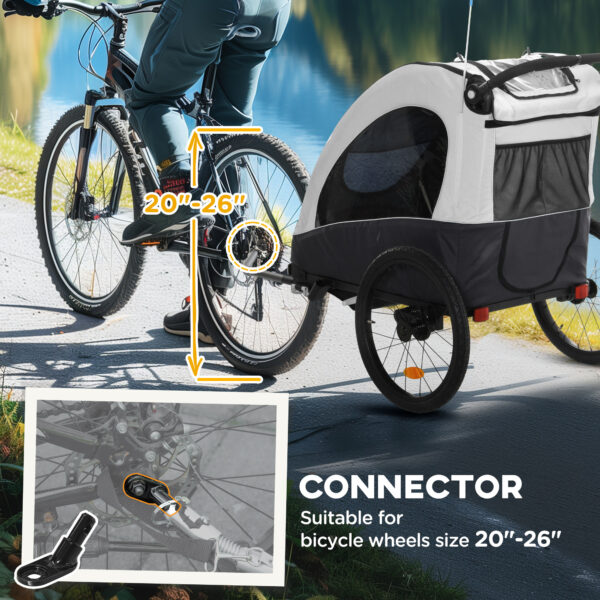 Bike Trailer for Kids 3 In1 Foldable Child Jogger Stroller Baby Stroller Transport Carrier with Shock Absorber System Rubber Tires Adjustable Handlebar Kid Bicycle Trailer White and Grey - Image 3