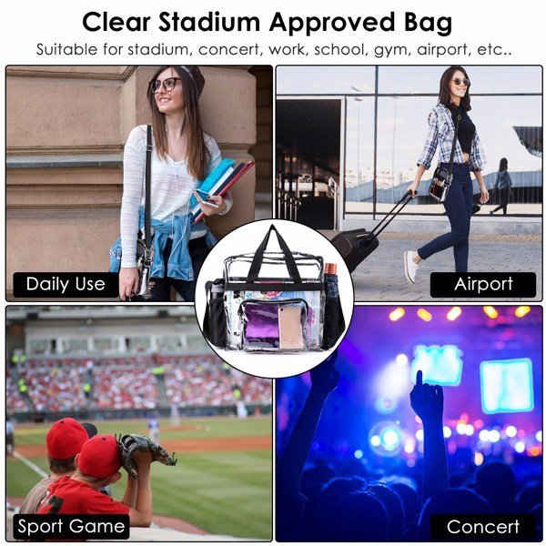 Clear Tote Bag -4-Pocket 0.4 Mm PVC Crossbody,Handbag, Adjustable Strap, Holds 11 Lbs, Waterproof & Cold-Crack Resistant, Perfect For Concerts, Sports, School, Work - Image 9