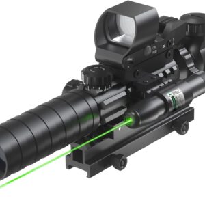 PINTY Rifle Scope Combo, Rangefinder Riflescope with Red Dot Sight & Laser, Illuminated Gun Scope with Adjustable Red & Green Reticle for Hunting Shooting Airsoft : Sports & Outdoors