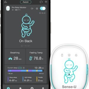 Sense-U Pro Baby Monitor – Breathing Movement, Rollover & Overheating Trackers for Better Sleep, Simple Clip-On Smart Sleep Monitor with Arousal Vibration, Audible Alerts & Sleep Analysis : Baby