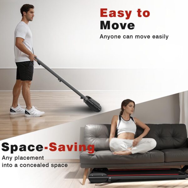 Portable Home Office Treadmill With Armrests, 265 Lbs Load Capacity, Powerful Silent Motor, 12 Programs, Remote Control - Image 4