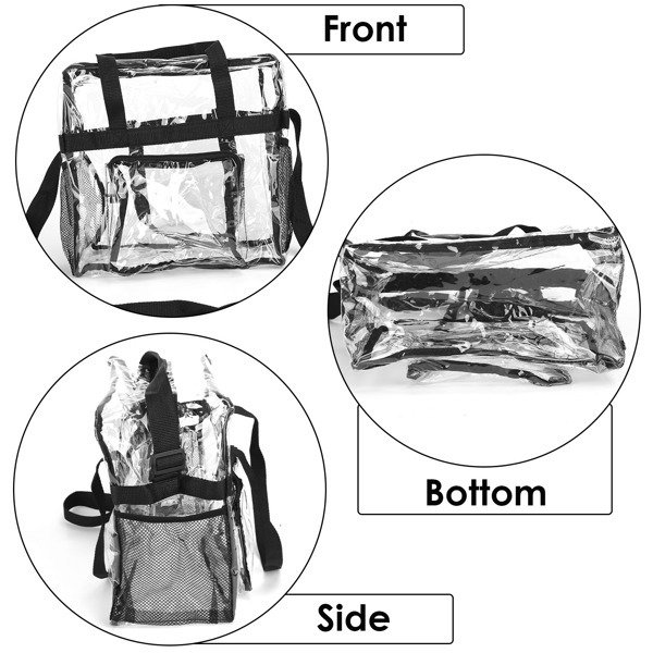 Clear Tote Bag -4-Pocket 0.4 Mm PVC Crossbody,Handbag, Adjustable Strap, Holds 11 Lbs, Waterproof & Cold-Crack Resistant, Perfect For Concerts, Sports, School, Work - Image 6
