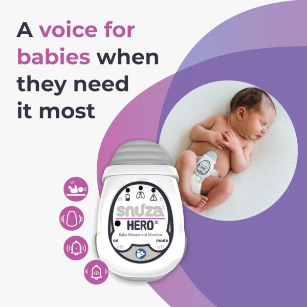 Snuza Hero Baby Movement Monitor with Patented Sensor Technology for Reliable Movement Monitoring and Alerts. No WiFi, Cords, or Sensor Pads, Portable and Easy to Set Up and Use. : Baby - Image 2