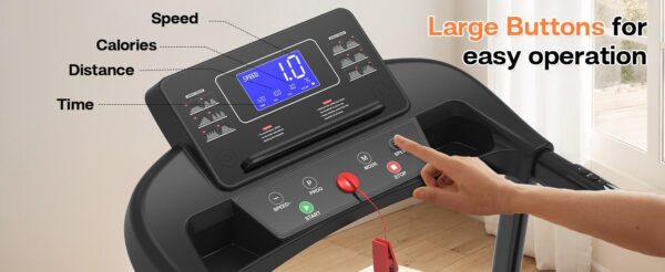 Elderly Rehabilitation Composite Shock-absorbing Treadmill With Extended Handrails And Enlarged Running Platform, Suitable For The Elderly, Load-bearing 300 Pounds, Safety Key, Easy-to-move Wheels - Image 5