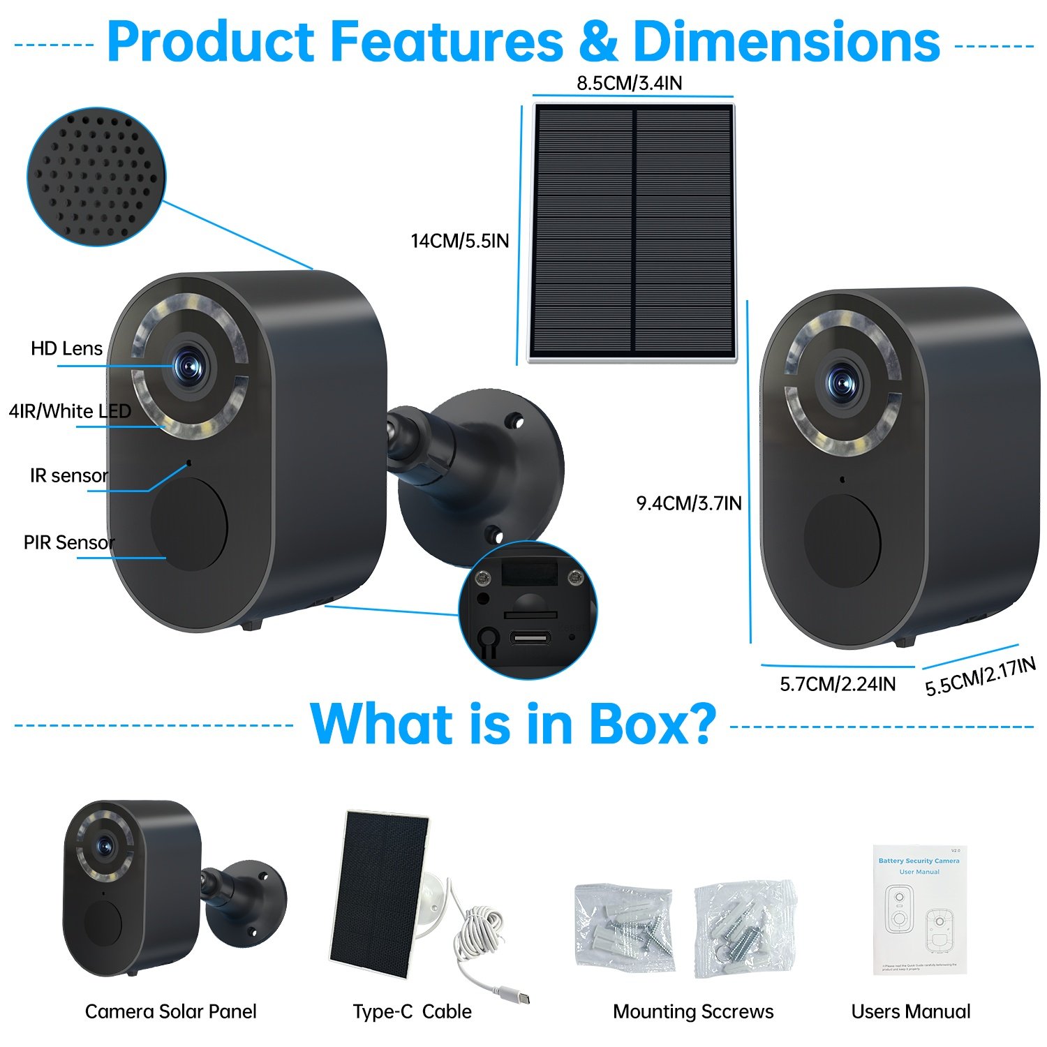 3MP Low Power Wireless Solar Panel IP Camera PIR WiFi Rechargeable Battery Security Outdoor Camera - Image 3