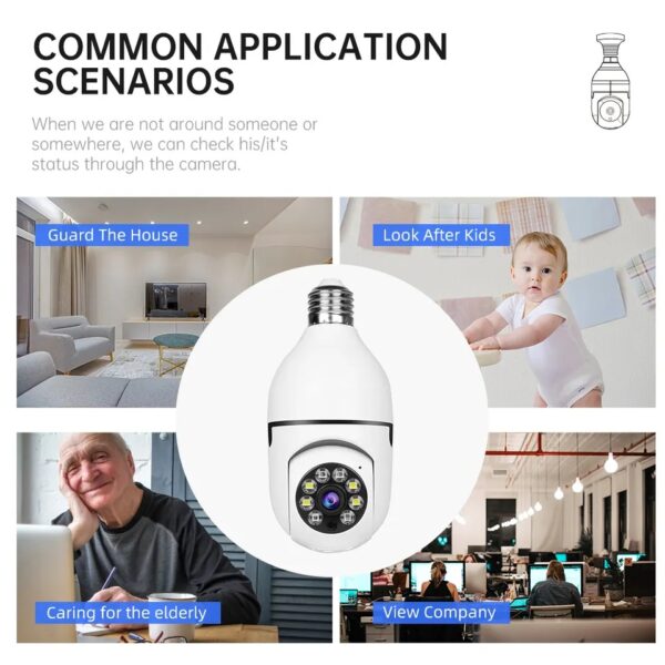 Smart Home Security PTZ Camera Wireless Lights 360 Degree Night Vision Surveillance Remote View CCTV Security WIFI Light Bulb Camera - Image 2