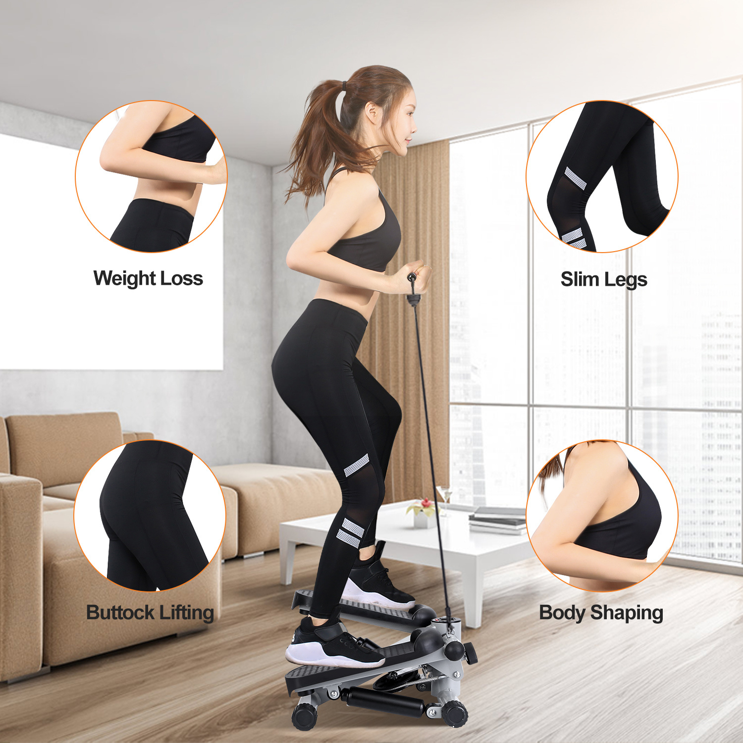 Stepper For Exercise Mini Fitness Stepper With 2 Resistance Bands LCD Monitor Max 330.7LBS Load Stair Stepper Quiet Stepper - Image 8