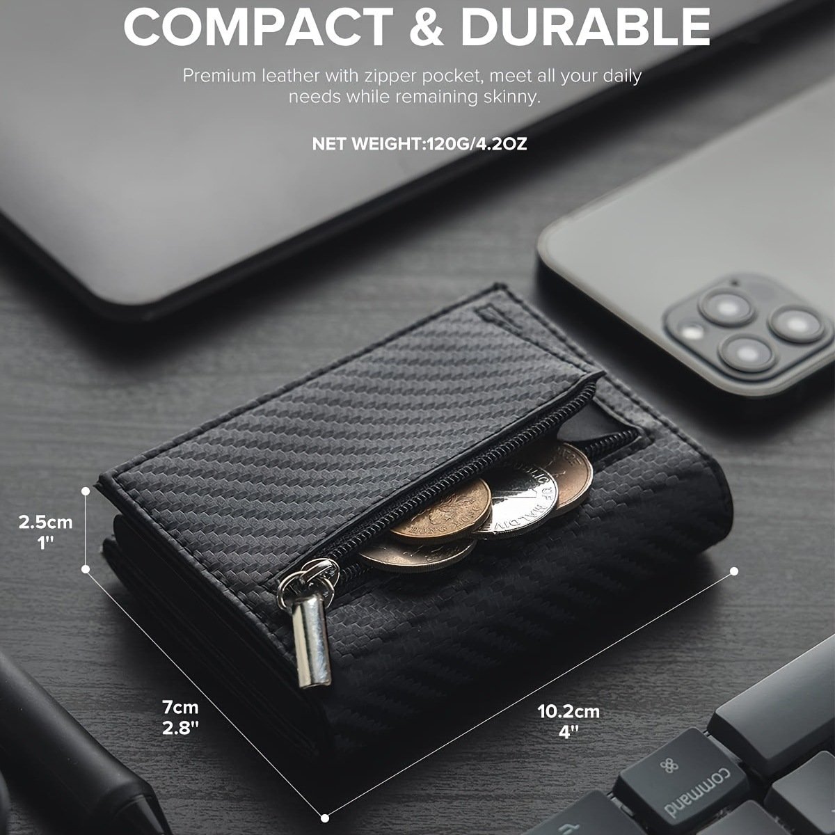 Men's Carbon Fiber Magnetic Card Clip PU Leather RFID Bank Card Bag Large Capacity Card Clip - Image 4