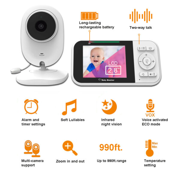 2.8-inch baby monitor monitor, baby monitor monitoring device - Image 2