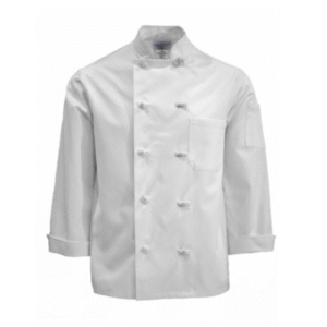 C330-CHEF COAT, 10 KNOT BUTTONS, 100% SPUN POLY (SIZE 42M) (24 COUNT)