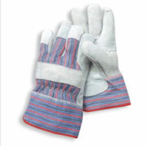 RADNOR™ Large Blue Economy Grade Split Leather Palm Gloves With Canvas Back And Safety Cuff