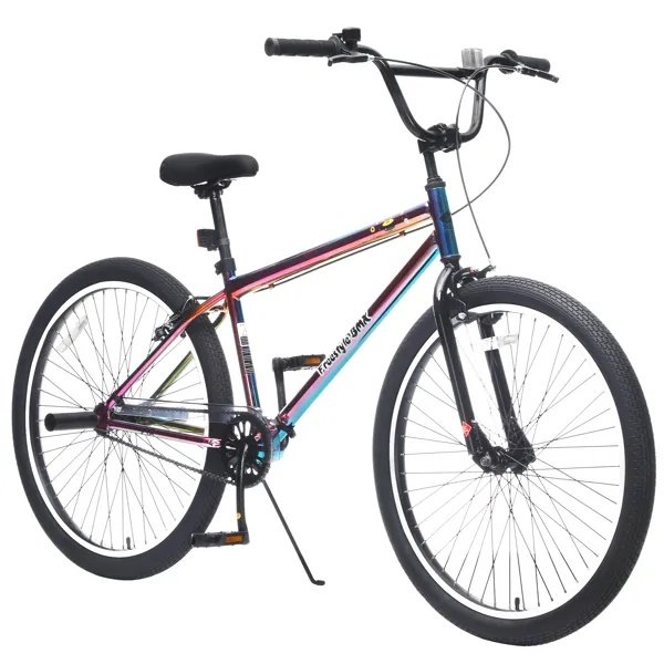 26 Inch Freestyle Bike For Teens, Steel Frame Single-Speed Bicycle With 2 Pegs , Front Caliper Brake And Rear V Brake, Bicycle For Boys And Girls Ages 14+ - Image 2