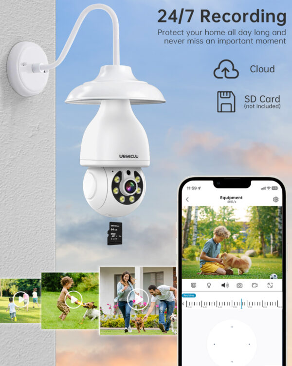 1080p Ptz E27 Socket Bulb Camera 360 Degree Cmos Sensor Network Camera Cctv Security Light Bulb Camera - Image 4