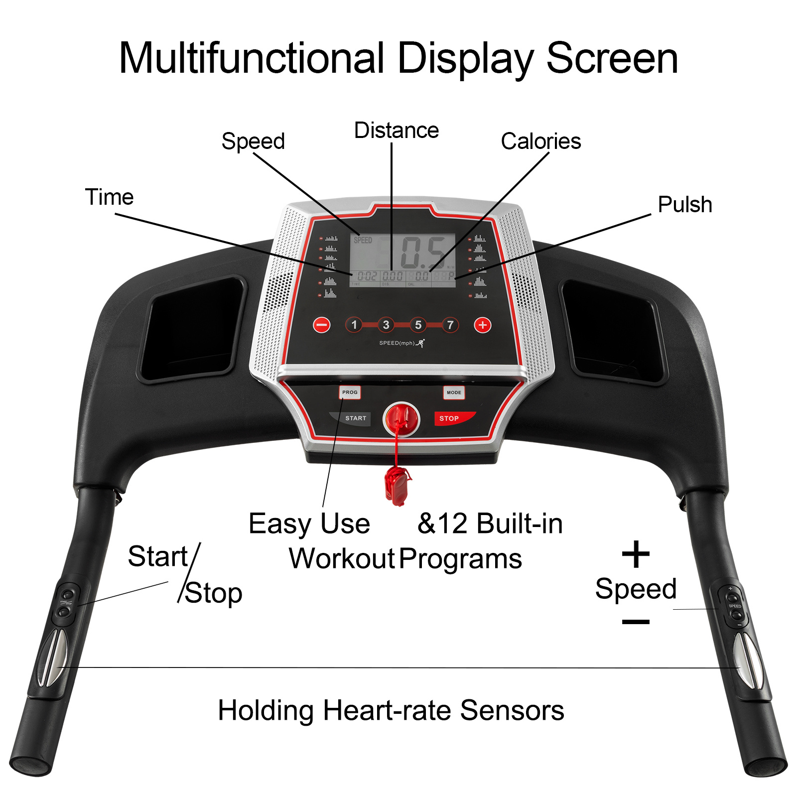 Folding Treadmills 3.5HP Portable With Incline Electric Treadmill Running Walking - Image 2