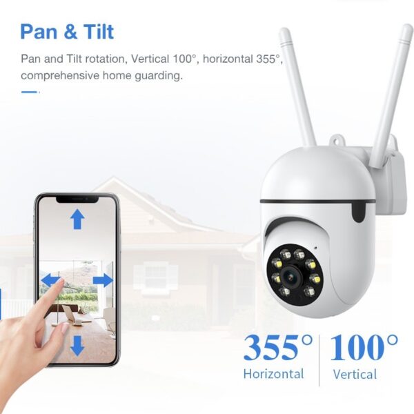 1080P Outdoor Wired WiFi PTZ Security Camera, 2.4G&5GWiFi, Auto Tracking, 2 Way Audio, Spot Night Vision, SD Card & Cloud Storage - Image 3