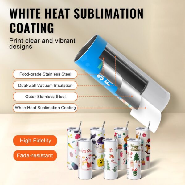 Tumbler Heat Press Machine And Sublimation Tumblers, Tumbler Press Set With 8pcs 20OZ Blank Tumblers, Mug Press Cup Press For 11-30oz Tumblers Mug, With Heat Transfer Paper, Gloves, Tape - Image 5