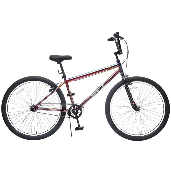 26 Inch Freestyle Bike For Teens, Steel Frame Single-Speed Bicycle With 2 Pegs , Front Caliper Brake And Rear V Brake, Bicycle For Boys And Girls Ages 14+