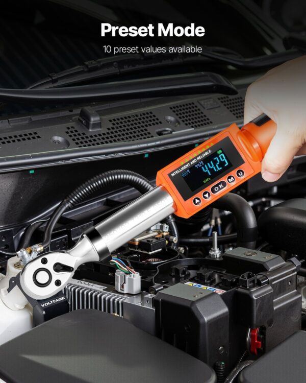 Digital Torque Wrench, 3/8 Inch Drive, 0-99.57 Lbf-ft / 0-135 N.m, 72-Tooth, ±2% High Accuracy Electronic Torque Wrench With Preset Value, Buzzer And LED Notification, For Automotive Motorcycle - Image 3